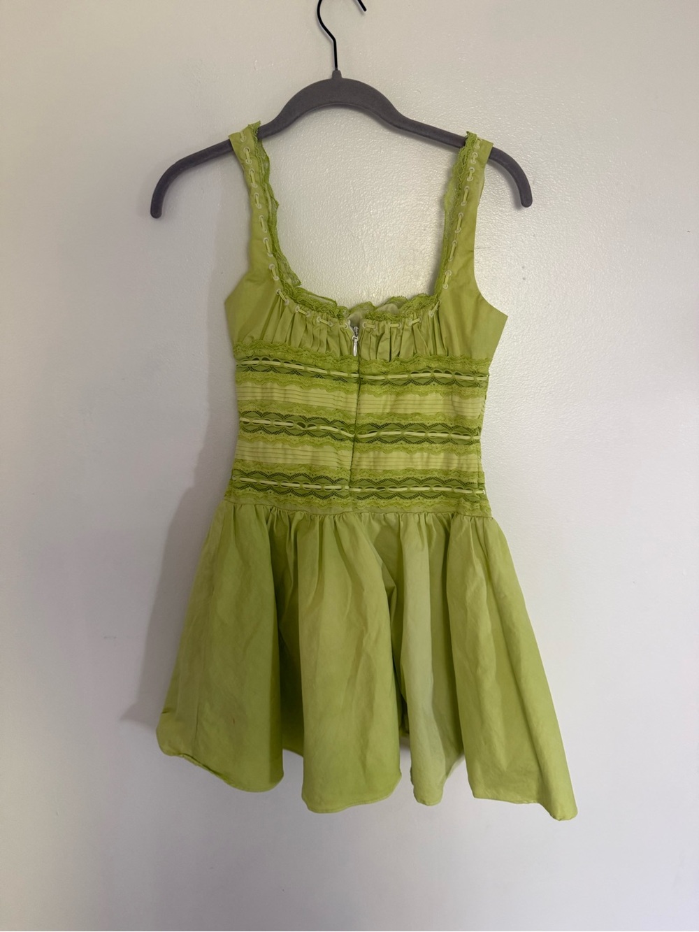 House Of CB Dress Tiffani Mini Fit & Flare in Neon Lime Green - Picture 3 of 5